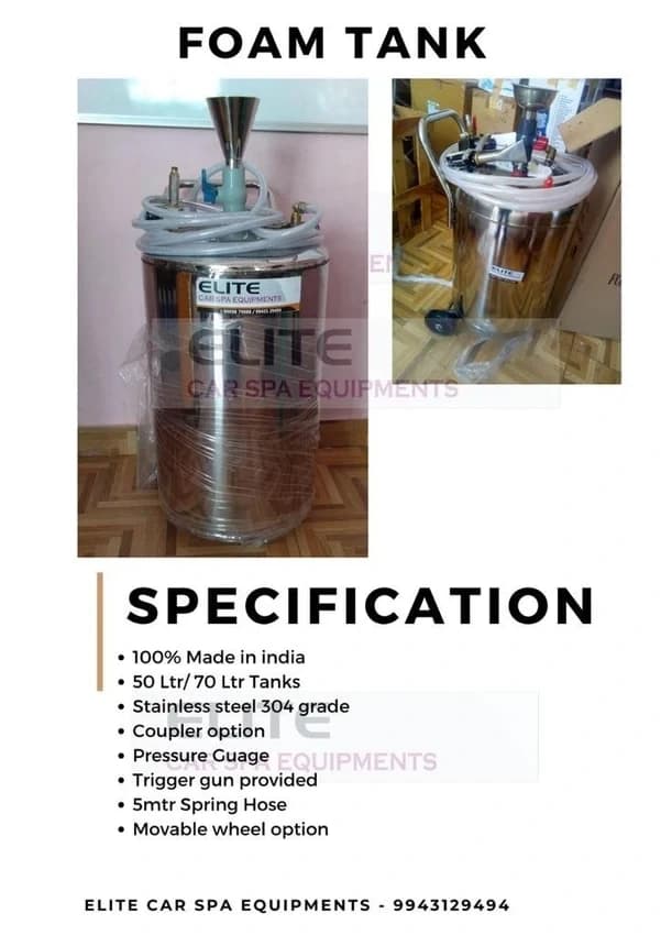 ELITE Stainless Steel Foam Tank 70L, 6 Bar