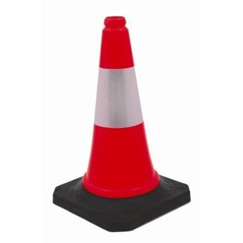 Red And White Plastic Traffic Cone Rubber Base, For Road Safety, Approx. 2 kg
