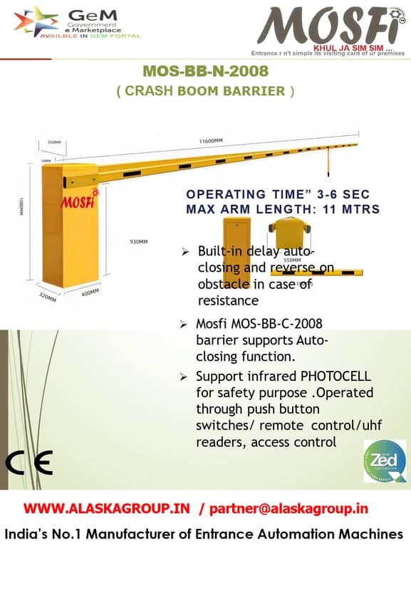 Mild Steel 11 Meter Automatic Boom Barrier for Toll Plaza & Industrial Use