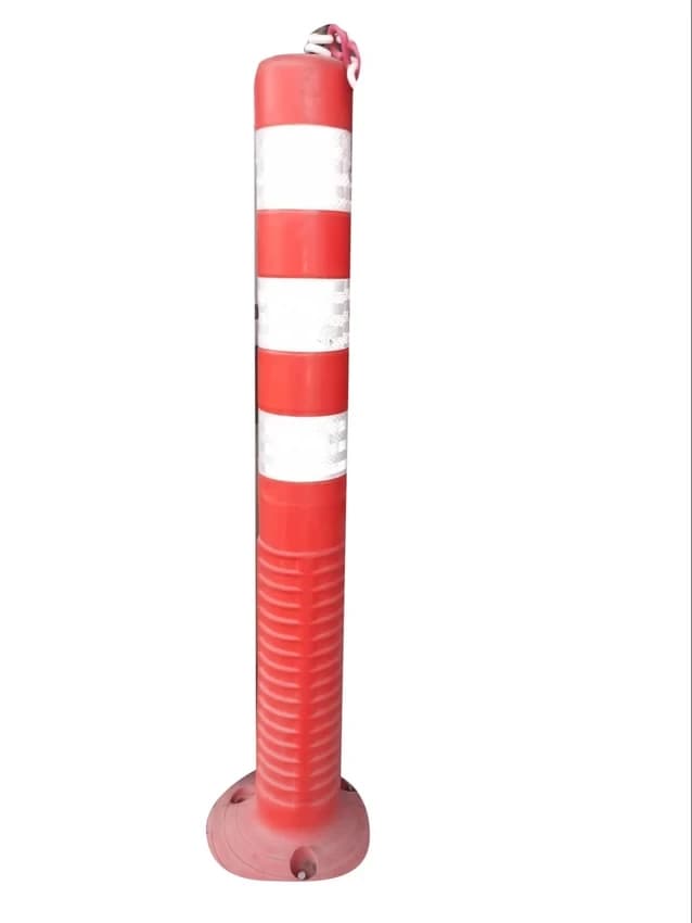 Red And White Model Name/Number: Road Safety Pole Plastic Spring Post, Surface Coating: Color Coated