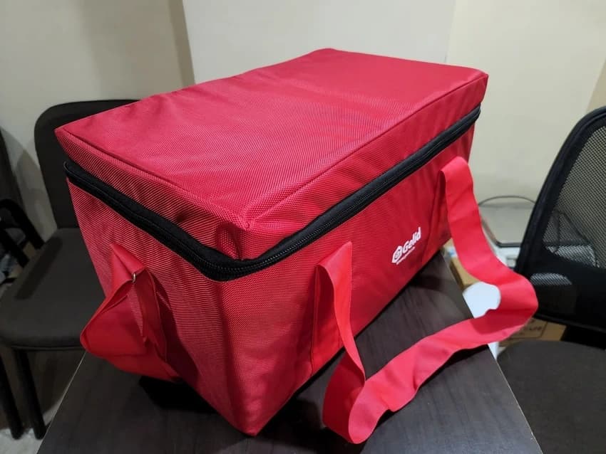 Cold Chain Equipment Purple Insulated Bag With 6 Coolant Pouch For Outdoors, Camping, Size: 10 Litres, Model: IPBGelid