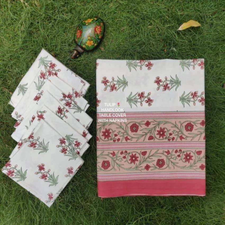 Hand Block Anokhi Designs Printed Table Cover With 6 Napkins In Premium Quality