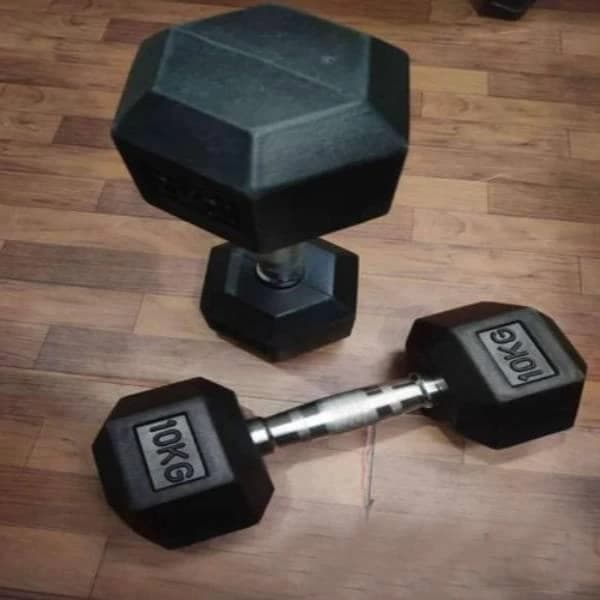Fixed Weight Rubber Coated Hex Dumbbell