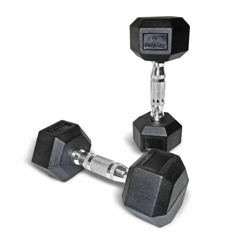 Fixed Weight Rubber Coated Hexagon Dumbbells, 5 kg