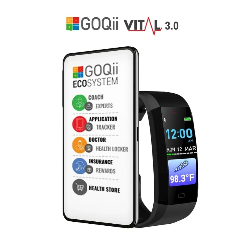 Silicone Digital Goqii Vital 3.0 Fitness Tracker Band Watch Black, For Office