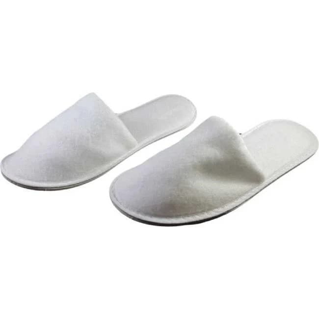 Terry, Non Woven, Polar Slippers White Men Bathroom , Size: Standard