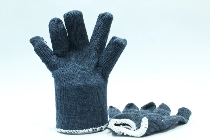 Blue Cotton Knitted Hand Gloves