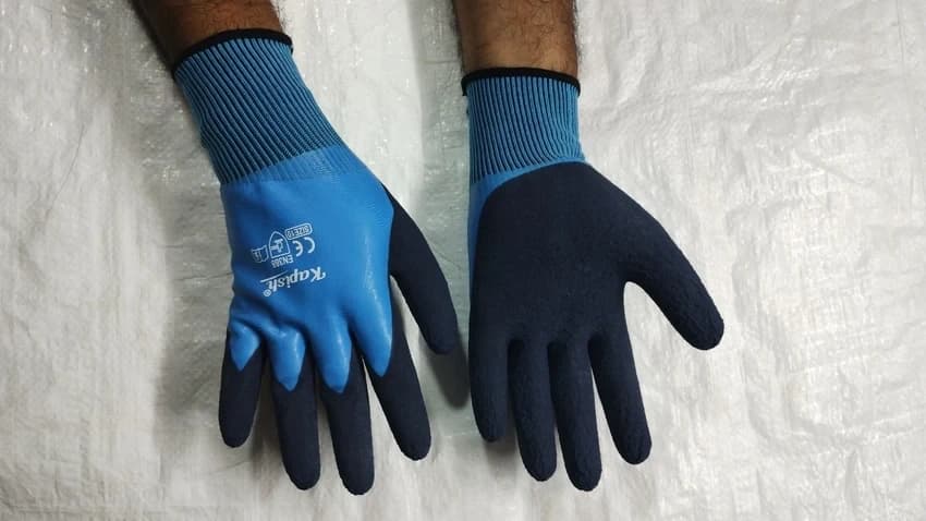 Blue Double layer waterproof gloves, Size: Large