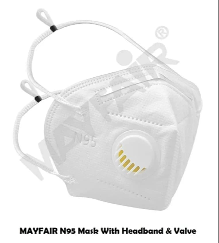 Disposable Mayfair N95 Face Mask Headband & Valve, Number of Layers: 5 Layers