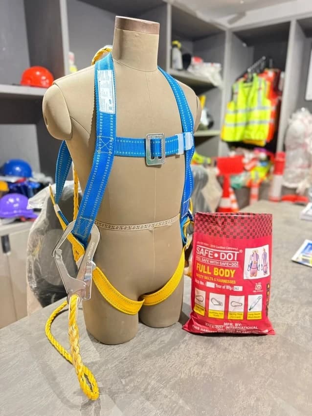 Blue / Yellow Synthetic Safety Belt Full Body Harness