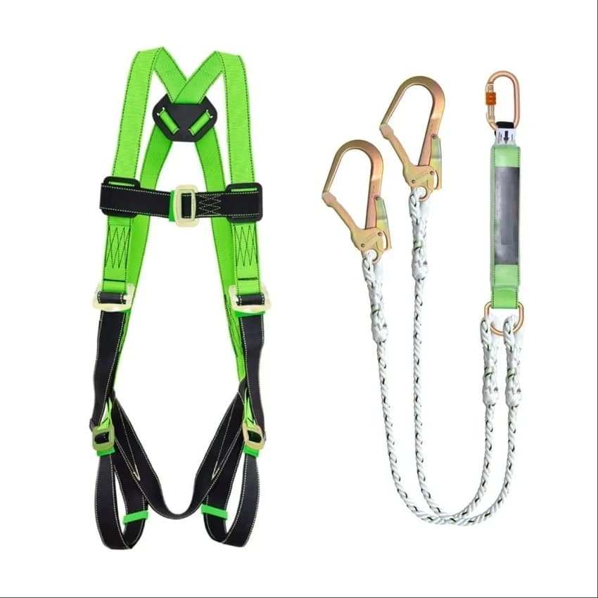 Green Nylon Full Body Safety Belt Double Hook