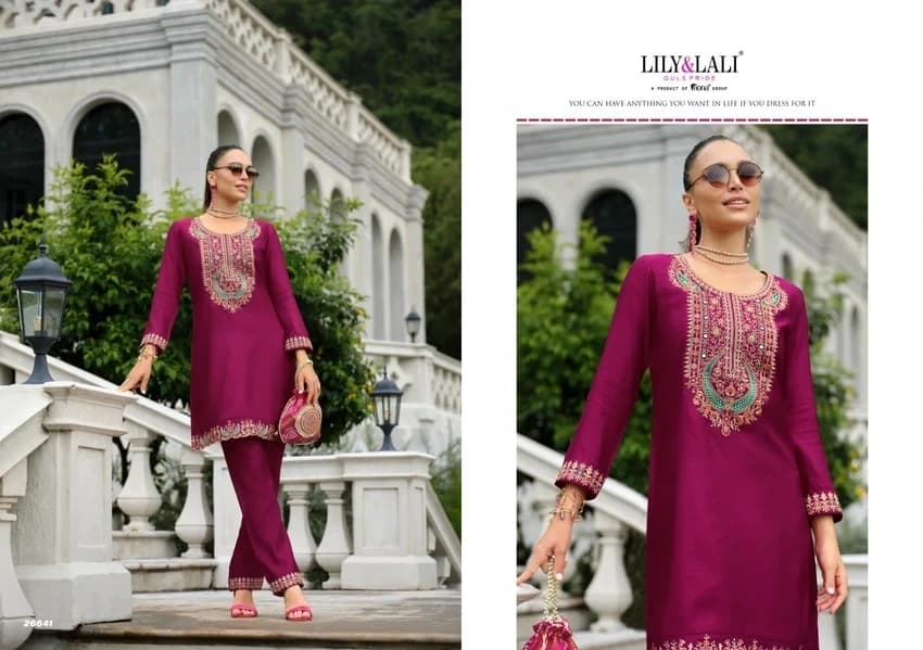 Lily & Lali Medium Silk Party Wear Women Co Ord Set