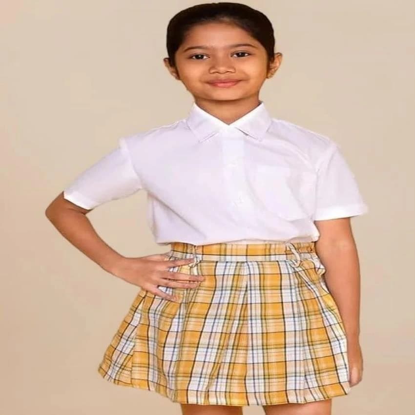 Cotton Girls School Uniform Shirt, Size: Small