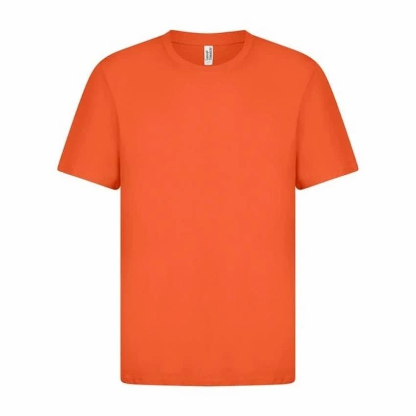 Men Orange Plain Cotton T Shirt, Round Neck