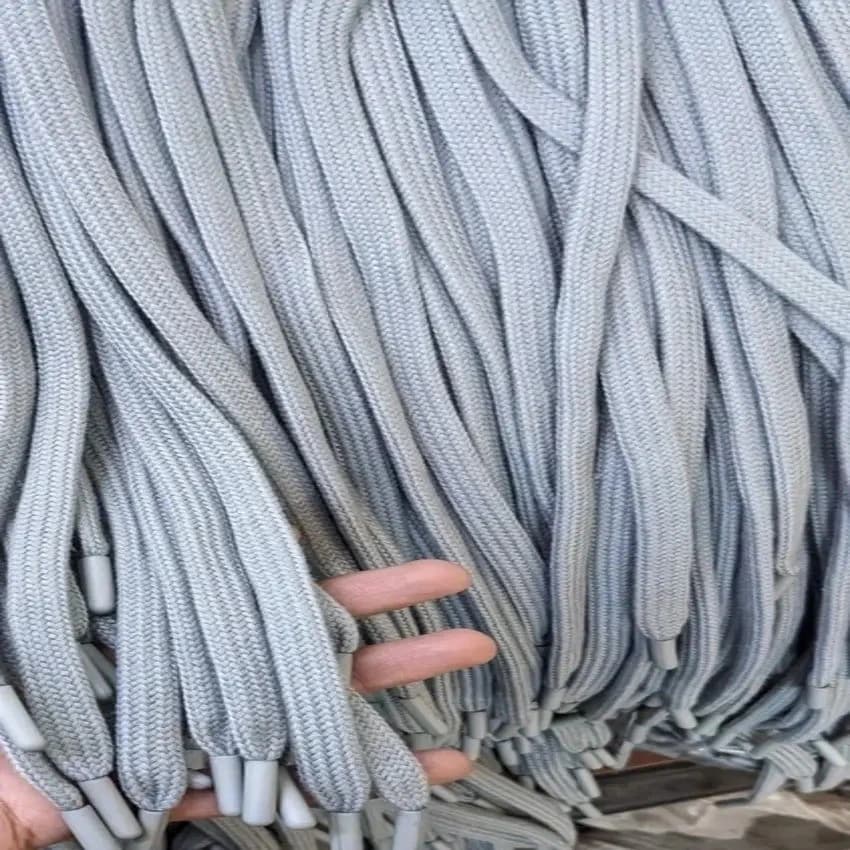 Cotton Blue Flat Braided cord with Dtm cap, Plain