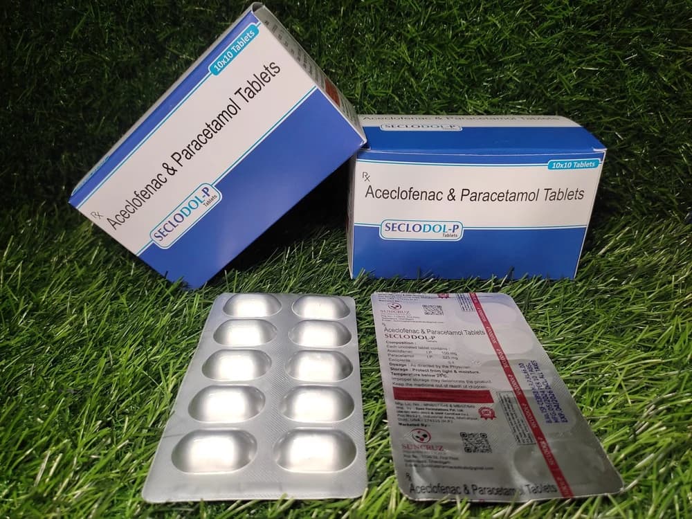 Aceclofenac Paracetamol Tablets (white foil), Strength: 425mg